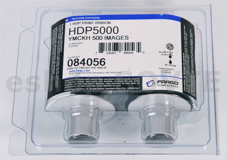 Fargo 084056 YMCKH Fullcolor ribbon with resin black and Heat Seal