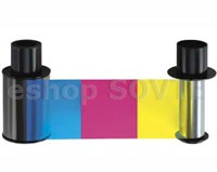 Fargo 045613 YMCKO Half Panel with Cleaning Roller: Full-color ribbon with resin black and clear overlay panel – 850 images