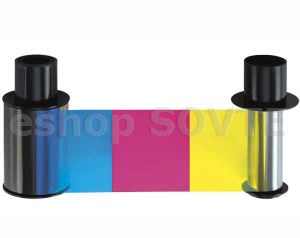 Fargo 045614 YMCKOK Half Panel with Cleaning Roller: Full-color ribbon with resin black and clear overlay panel – 650 images