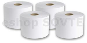 Labelstock DTM Poly PET White Gloss, permanent, 216mm x 390 Meters / Kraft 80 liner