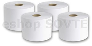Labelstock DTM Poly White Gloss, permanent, 216mm x 370 Meters / Kraft 100 liner 